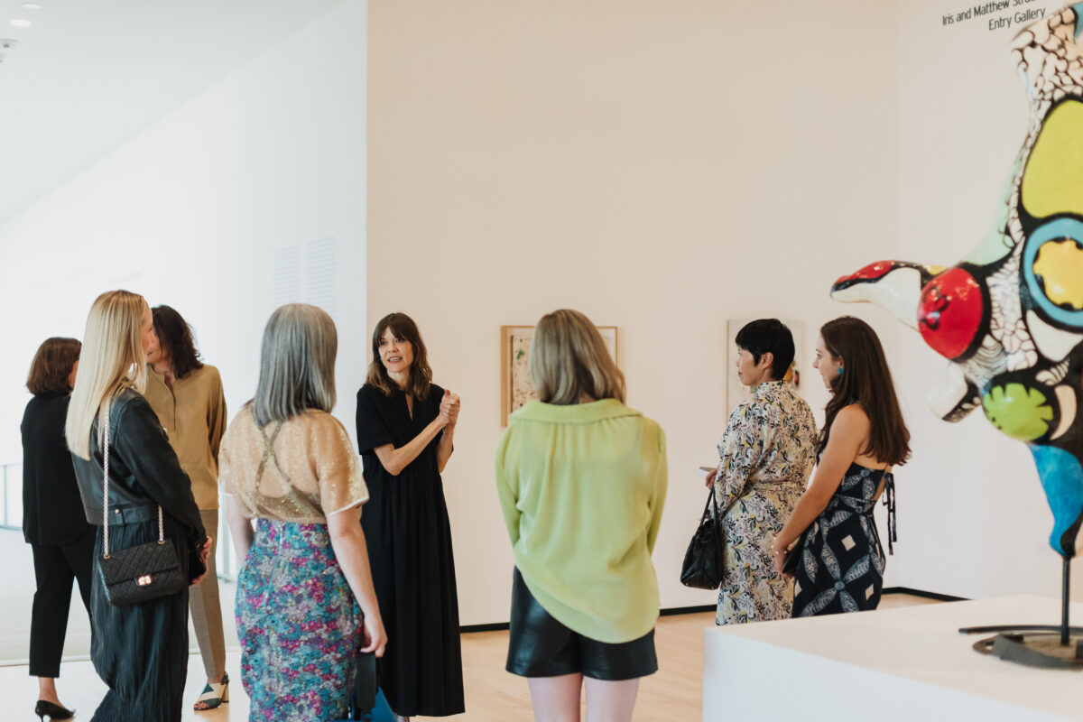 Curator Jill Dawsey leading a tour of Niki de Saint Phalle.