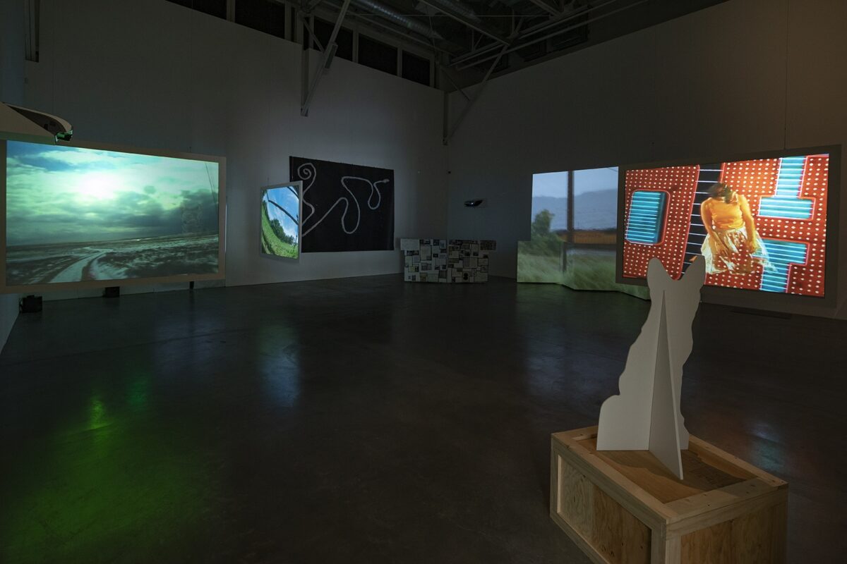 Installation View of Joan Jonas: The Shape, the Scent, the Feel of Things by Pablo Mason