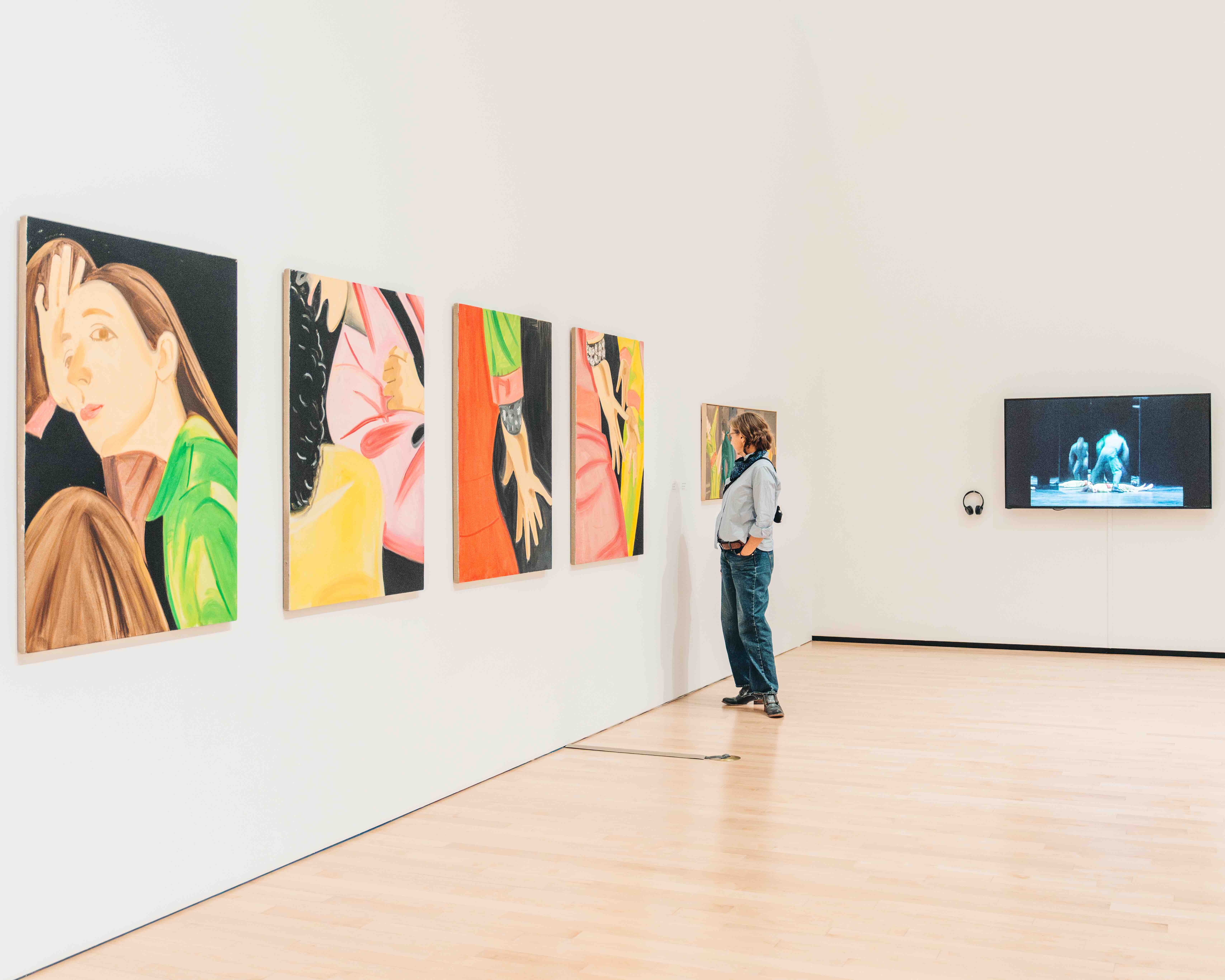 someone in an art gallery