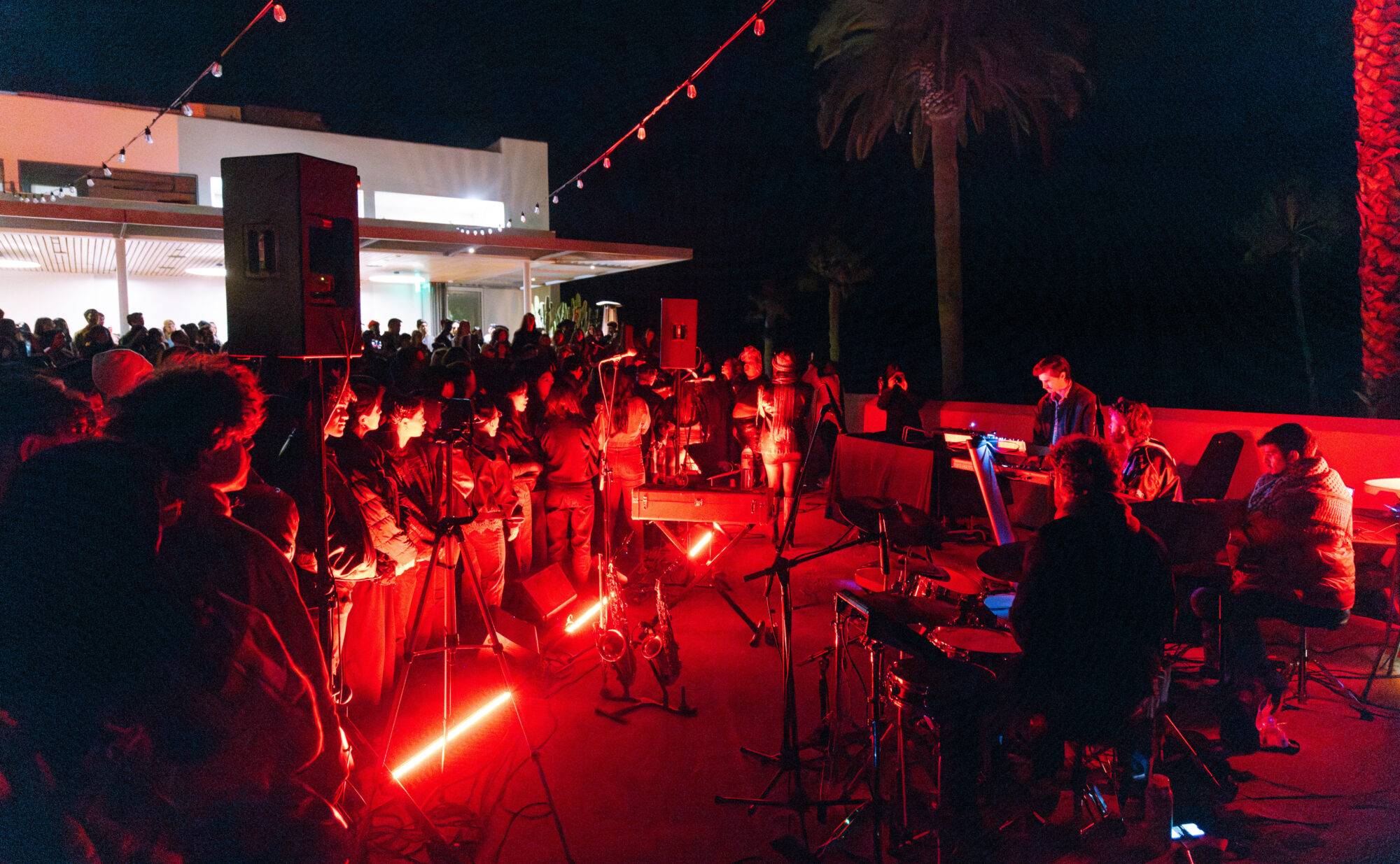 People listening to a live jazz band.